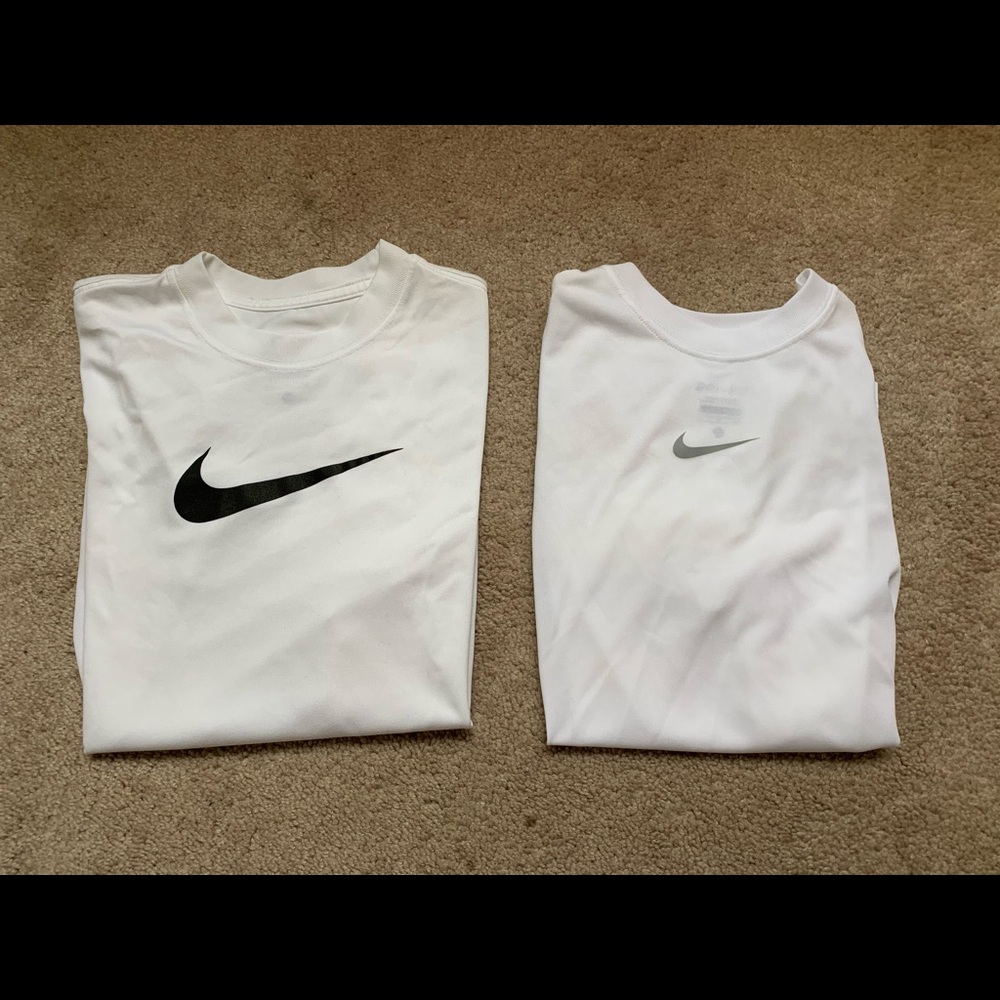 Nike boys DriFit T-shirts, white, size S and M